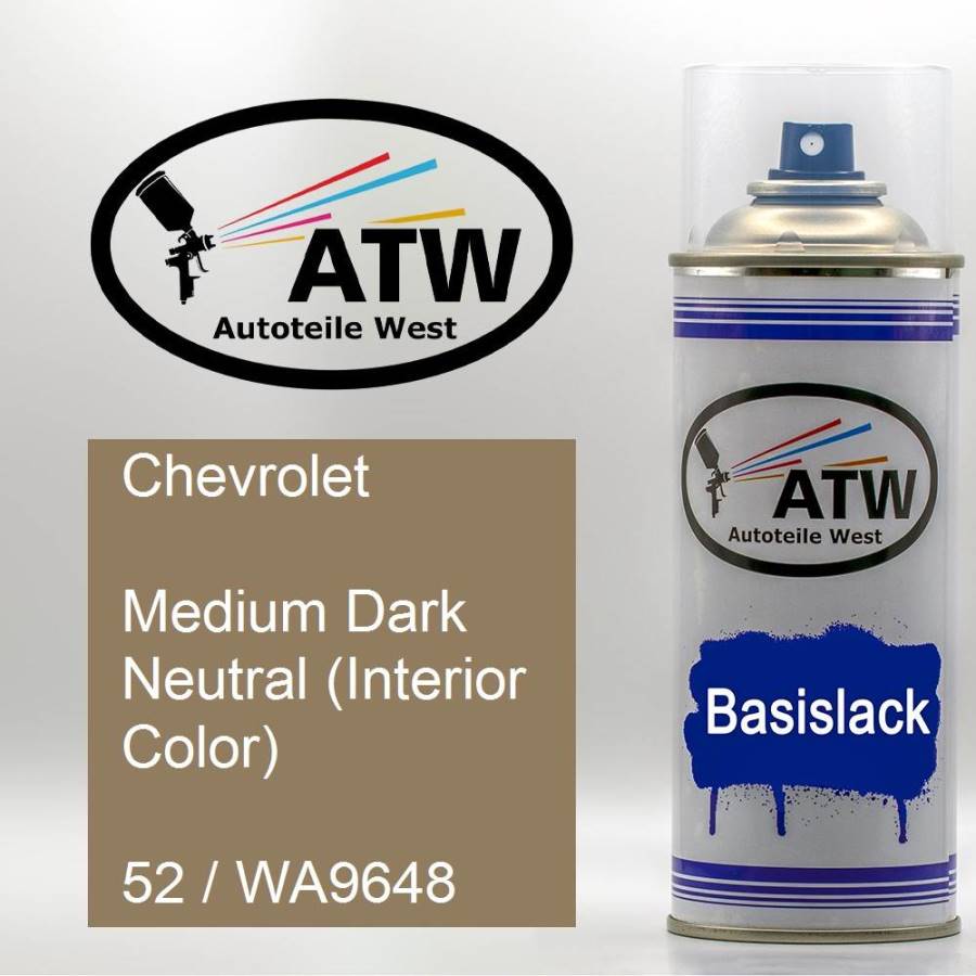 Chevrolet, Medium Dark Neutral (Interior Color), 52 / WA9648: 400ml Sprühdose, von ATW Autoteile West.